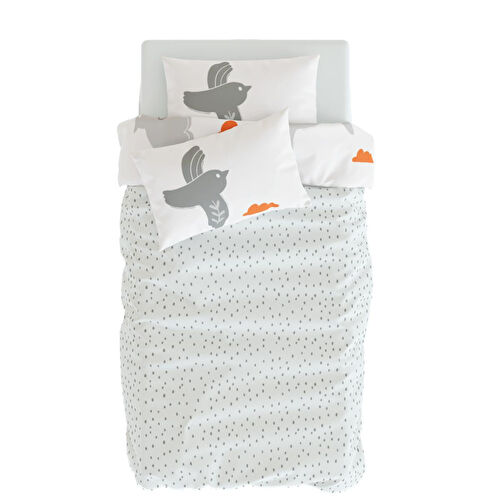 Itsy Bitsy Kids Bird Of Life Bebek Nevresim Seti, Gri, 100x150cm