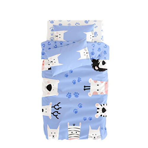 Itsy Bitsy Kids Çift Taraflı Organik Tek Kişilik Çocuk Nevresim Takımı-hayvan Ve Pati Desenli- Paws And Claws Serisi