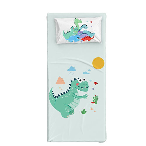 Itsy Bitsy Kids Dinotopia Tek Kişilik Çarşaf Seti, Çok Renkli, 90x190cm