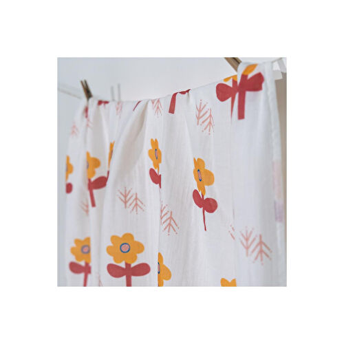 Itsy Bitsy Kids Big Flower Lemon, Müslin Bebek Örtüsü , 70x70 Cm