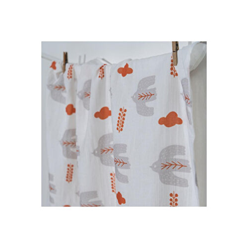 Itsy Bitsy Kids Bird Of Life Gri , Müslin Bebek Örtüsü , 100x100 Cm