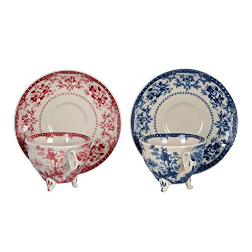 Lucky Art Florantine 6li Cay Fincani Seti Kirmizi-mavi