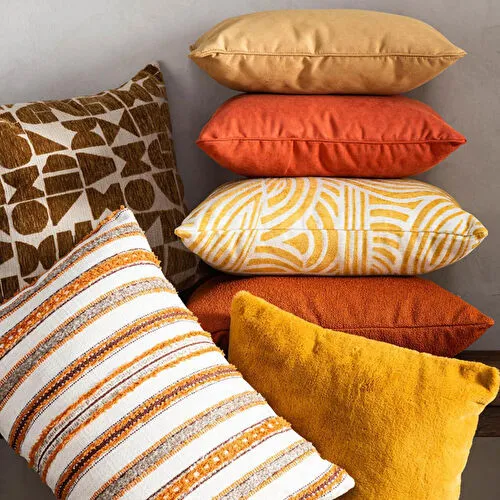 Mudo Home Alba Wave Kirlent Hardal 50x50