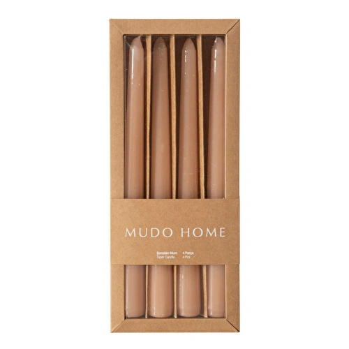 Mudo Home 4lü Şamdan Mum Bej 25cm