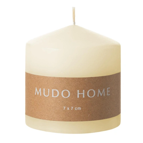 Mudo Home Sütun Mum Krem 7x7cm