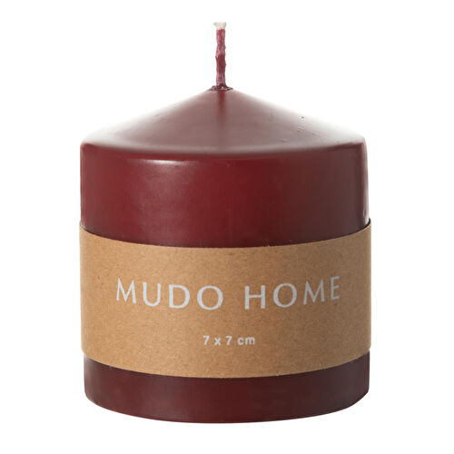 Mudo Home Sütun Mum Bordo 7x7cm