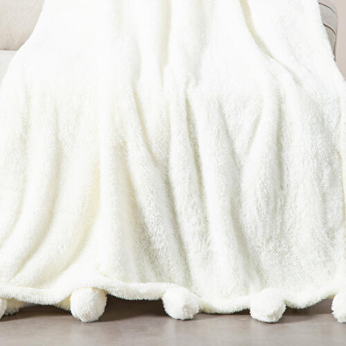 Mudo Home Ponponlu Di̇z Üstü Battani̇ye Ekru 130x160