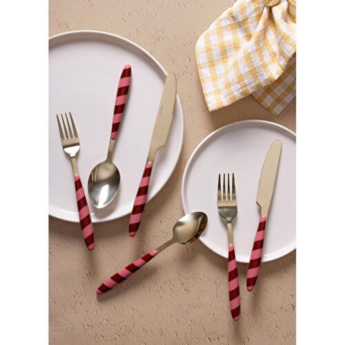 The Mia Joy Çatal Kaşık Bıçak Takımı Pembe Gold 36 Parça