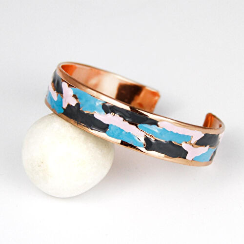 Coho Objet Coho Mine El İşleme Sky Renkli Bakır Bileklik
