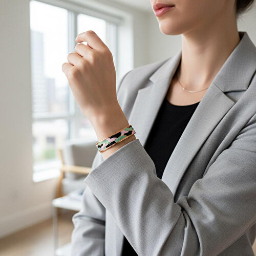 Coho Objet Coho Mine El İşleme Ground Renkli Bakır Bileklik