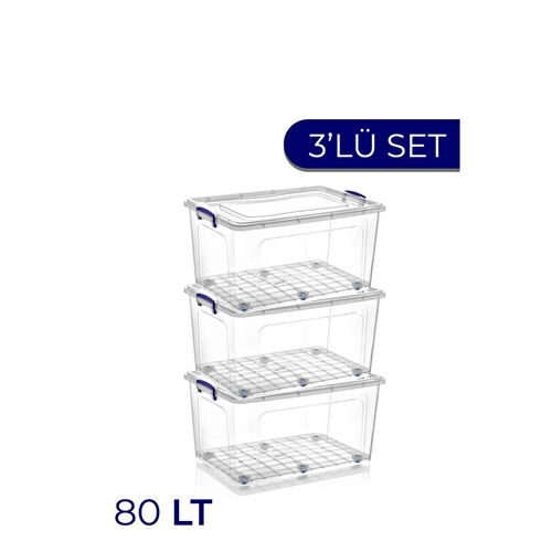 Vienev 3lü 80 Lt Clear Box Saklama Kutusu