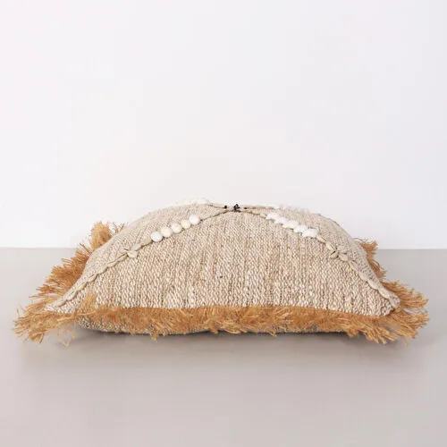 Mylamp Boho Deniz Kabuklu Doğal Keten Kırlent Kılıfı