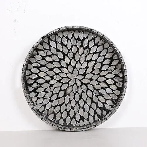 Mylamp Pure Sedef 35 X4cm. Black Sedefli Mozaik Tepsi