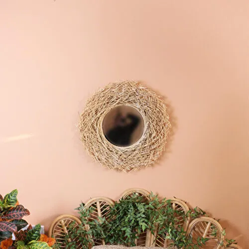 Mylamp Halo Doğal Rattan Ayna 61 Cm
