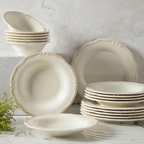 Mudo Home Ekru 18 Parça Porselen Yemek Takimi