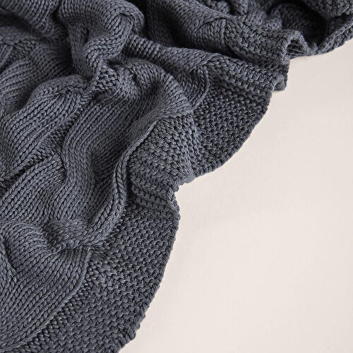 Penelope Triko Tv Battaniyesi Throw Füme Koltuk Şalı 90x200 Cm - Cabella Serisi