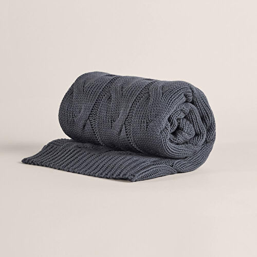 Penelope Triko Tv Battaniyesi Throw Füme Koltuk Şalı 90x200 Cm - Cabella Serisi