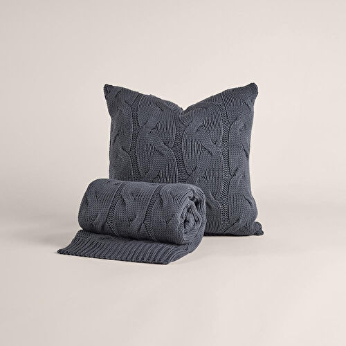 Penelope Triko Kırlent Kılıfı Füme 45x45 Cm - Cabella Serisi