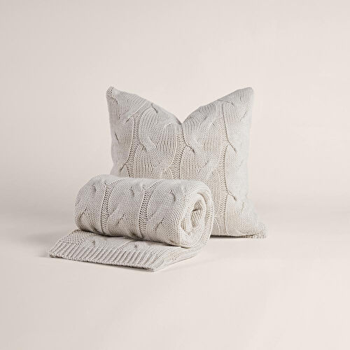 Penelope Triko Tv Battaniyesi Throw Krem Koltuk Şalı 90x200 Cm - Cabella Serisi