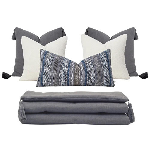 Penelope Aven Kırlent Kılıfı 35x70 Cm Lacivert- Gri