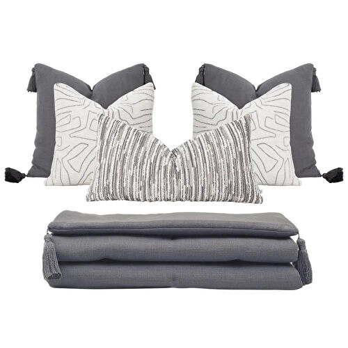 Penelope Liora Kırlent Kılıfı 35x70 Cm Ekru-gri