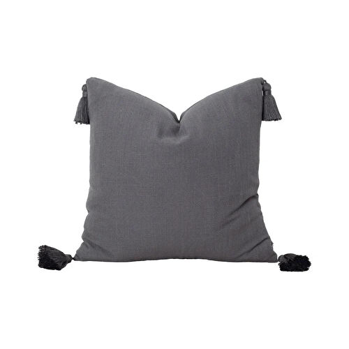 Penelope Nora Püsküllü Kırlent Kılıfı 50x50 Cm Koyu Gri
