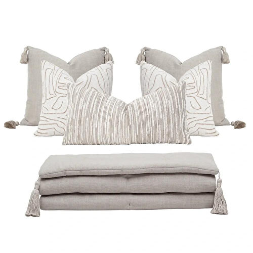 Penelope Elera Kırlent Kılıfı 45x45 Cm Ekru-gri