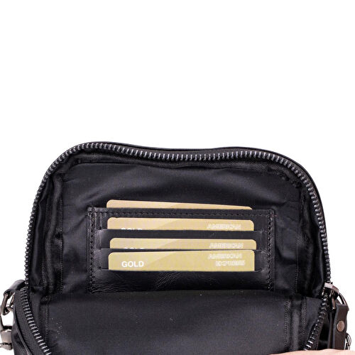 Bloominbag Bloombag Obsidian Black Hakiki Deri Crossbody Çanta