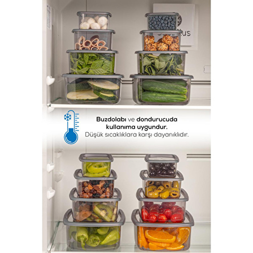 Vienev 24'lü Set Hava Geçirmez Saklama Kabı Seti Antrasit 4x(250-500-750-1200 Ml) Vienev 24'lü Set Hava Geçirmez Saklama Kabı Seti Antrasit 4x(250-500-750-1200 Ml)