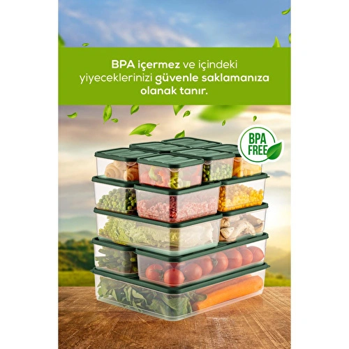 Vienev 15'li Buzdolabı Düzenleyici Organizer Mikrodalgaya Uygun Difriz Saklama Kabı Yeşil Vienev 15'li Buzdolabı Düzenleyici Organizer Mikrodalgaya Uygun Difriz Saklama Kabı Yeşil