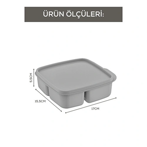 Vienev 3'lü Set Bölmeli Kare Saklama Kabı Açık Gri Vienev 3'lü Set Bölmeli Kare Saklama Kabı Açık Gri