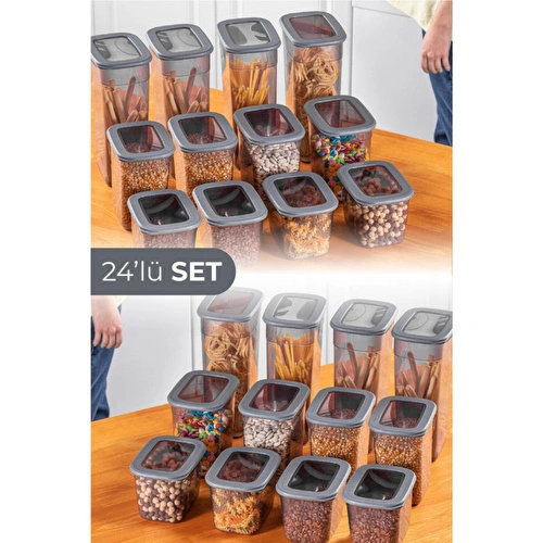 Vienev 24lü Set Poli Şeffaf Kapaklı Uzun Dikdörtgen Saklama Kabı 8x(1,3 Litre, 2 Litre, 3,2 Litre)