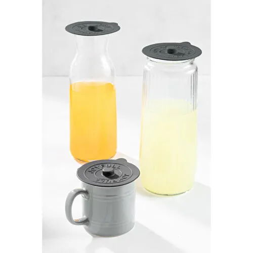 Vienev 3 Adet Silikon Isı Koruyucu Bardak Kapağı Antrasit