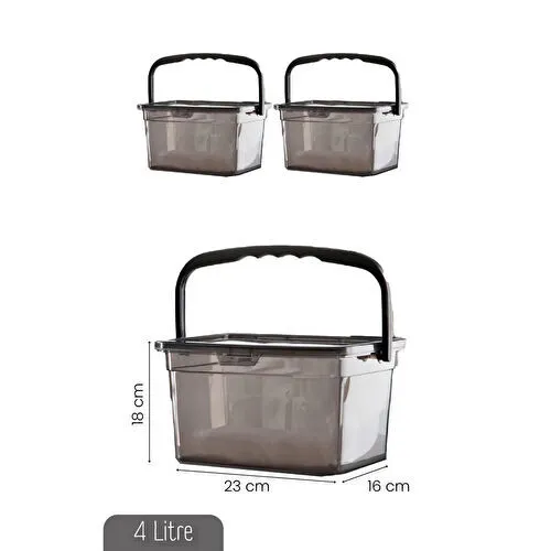 Vienev 2li 4 Litre Toz Tablet Deterjan Saklama Kabı - Deterjan Kutusu, Toz Tablet Deterjan Kabı Antrasit