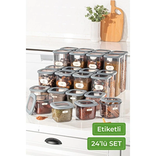Vienev 24'lü Etiketli Poly Kare Erzak Saklama Kabı Set 8x(0,55 Li̇tre, 1,2 Li̇tre, 1,75 Li̇tre) Antrasit Vienev 24'lü Etiketli Poly Kare Erzak Saklama Kabı Set 8x(0,55 Li̇tre, 1,2 Li̇tre, 1,75 Li̇tre) Antrasit