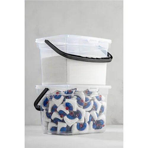 Vienev 2li 4 Litre Toz Tablet Deterjan Saklama Kabı - Deterjan Kutusu, Toz Tablet Deterjan Kabı Beyaz