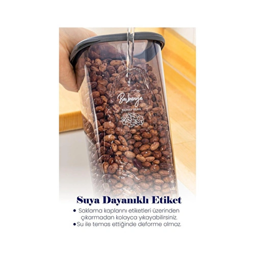 Vienev Beyaz Serigrafi Etiketli 12li Set Peggy Dikdörtgen Saklama Kabı 2 Litre Antrasit