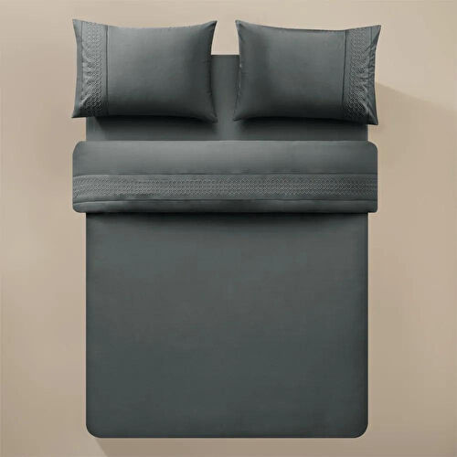 Penelope %100 Pamuk Percale Nevresim Seti 200x220 Cm Antrasit - Juana Serisi