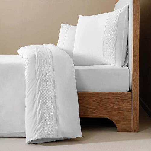 Penelope %100 Pamuk Percale Nevresim Seti 200x220 Cm Beyaz - Juana Serisi
