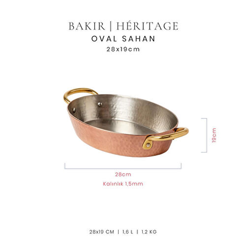 Voeux Héritage Koleksiyonu Bakır Dövmeli Oval Sahan 28 cm Voeux Héritage Koleksiyonu Bakır Dövmeli Oval Sahan 28 cm