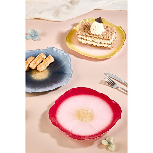 Lora Bianca Alba 6'lı Çiçek Pasta Servis Sunum Tabağı Seti Renkli Lora Bianca Alba 6'lı Çiçek Pasta Servis Sunum Tabağı Seti Renkli