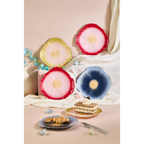 Lora Bianca Alba 6'lı Çiçek Pasta Servis Sunum Tabağı Seti Renkli Lora Bianca Alba 6'lı Çiçek Pasta Servis Sunum Tabağı Seti Renkli