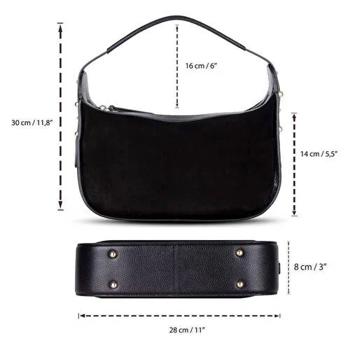 Bloominbag Arden Noir Süet & Hakiki Deri Kadın Omuz Çantası – Premium Kadın Tote Bag