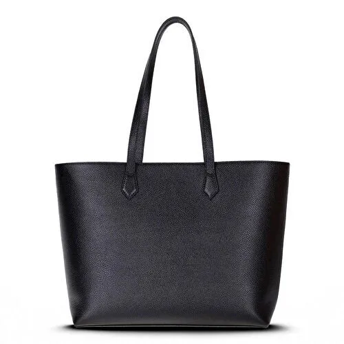 Bloominbag Terra Siyah Hakiki Deri Kadın Omuz Çantası – Noir Black Terra Structured Leather Tote