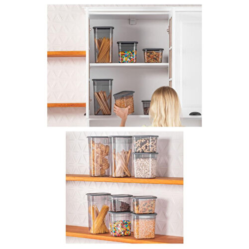 Vienev 9lu Set Poli Şeffaf Kapaklı Uzun Dikdörtgen Saklama Kabı 3x(1,3 Li̇tre, 2 Li̇tre, 3,2 Li̇tre)