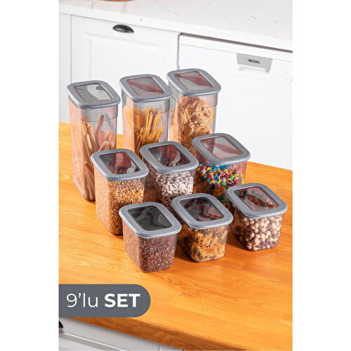 Vienev 9lu Set Poli Şeffaf Kapaklı Uzun Dikdörtgen Saklama Kabı 3x(1,3 Li̇tre, 2 Li̇tre, 3,2 Li̇tre)