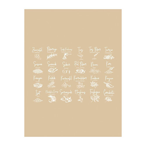 Vienev 3 Adet Beyaz Serigrafi Baharat Etiketi