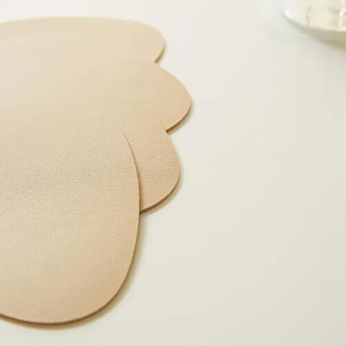 Home Wave 4'lü Bej/taş Renk Suni Deri Bardak Altlığı 13 X 11.5 Cm