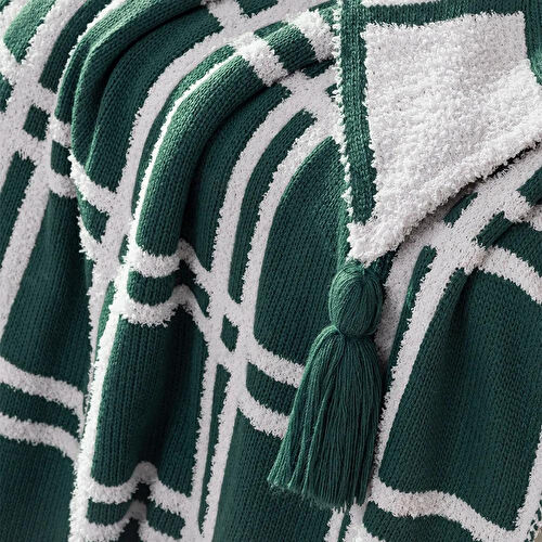 Penelope Triko Tv Battaniyesi Throw Yeşil Koltuk Şalı - Bruma Serisi