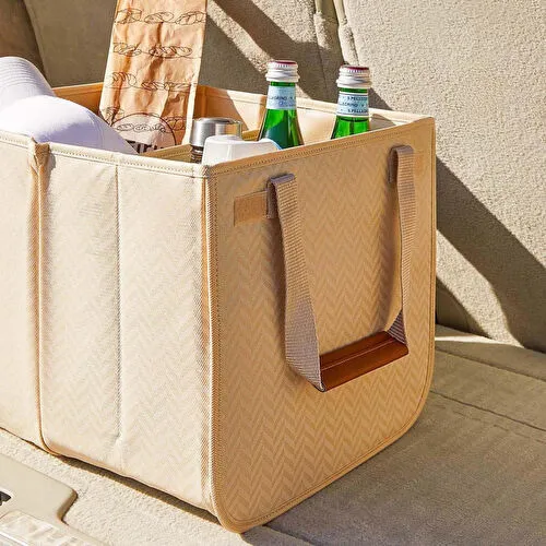 Ocean Home Textile Araç İçi Bej Balıksırtı Bagaj Düzenleyici 31 X 36 X 27 Cm